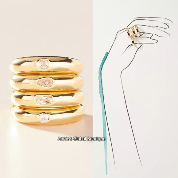 NWT ANTHROPOLOGIE Josefa CZ Accent Ring Set